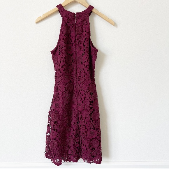 LULU’S Love Poem Burgundy Crochet Lace Mini Dress - Picture 5 of 14